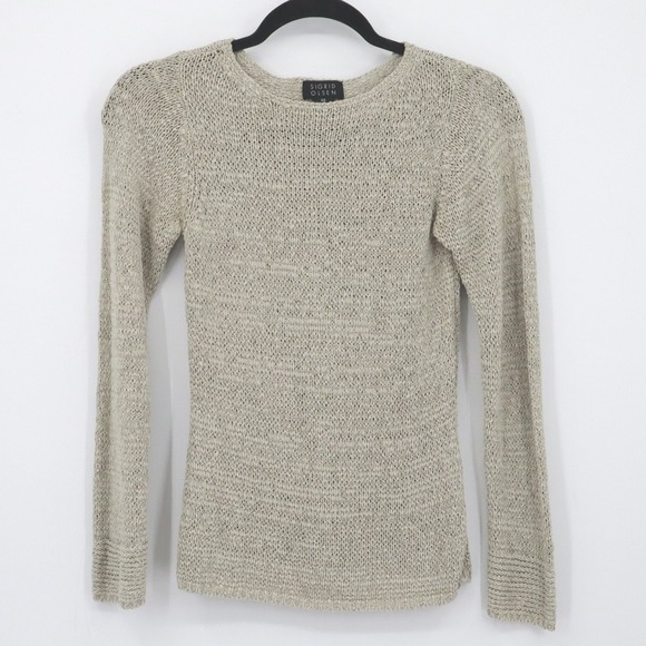 Sigrid Olsen Silk Sweater Womens XS Beige Lightweight Neutral Boho Minimalist - Picture 1 of 16